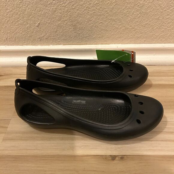NWT Crocs Kadee Slingback Mary Janes Ballet Flats Womens Size 11W Black New - Picture 2 of 6
